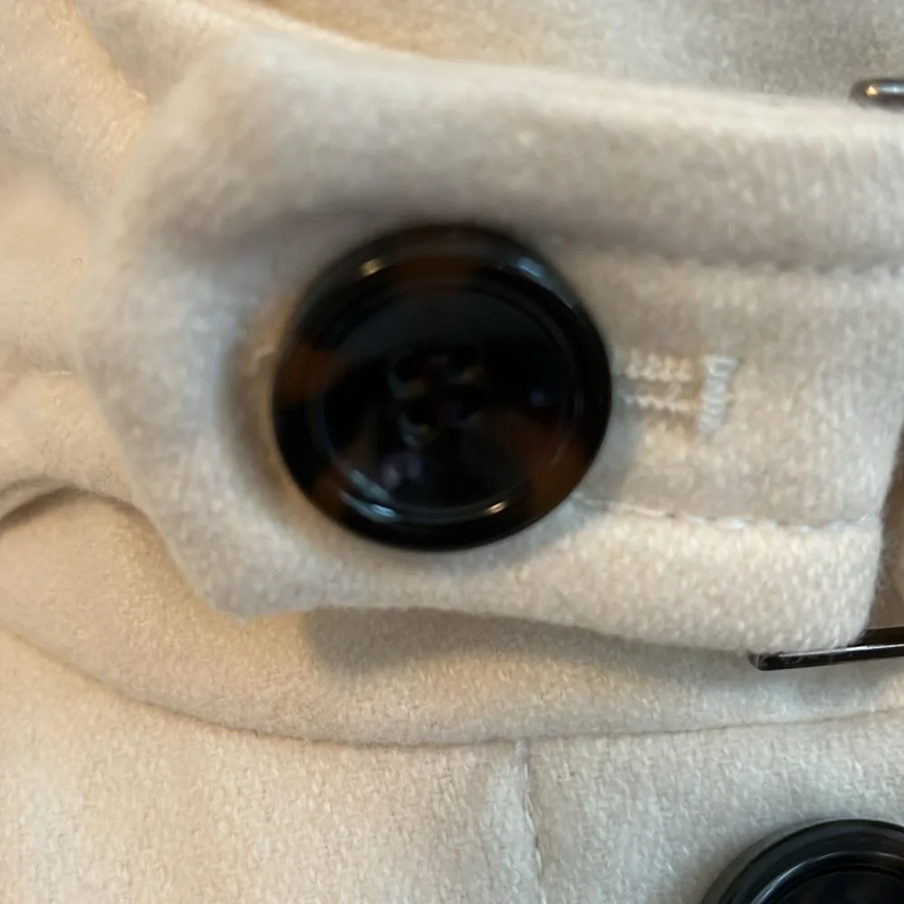 Zara Ivory Wool Blend Unique Coat w/big buckle belt,pockets button up Size Small - Picture 6 of 14
